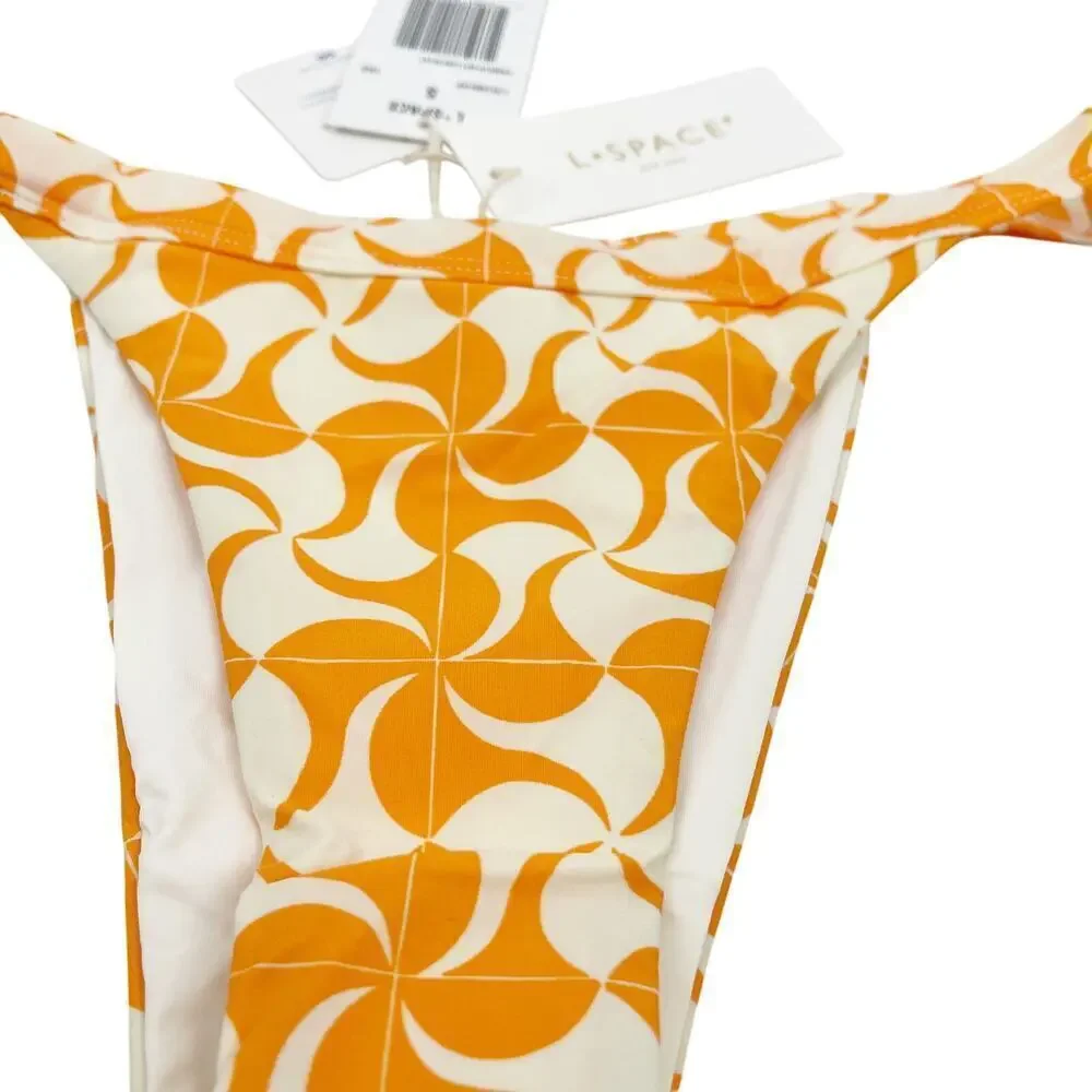 L*Space Camdyn Bitsy Bikini Bottoms High Cut Orange Tesselation Size Small NEW